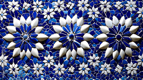 Stunning Blue and White Mosaic Floral Design