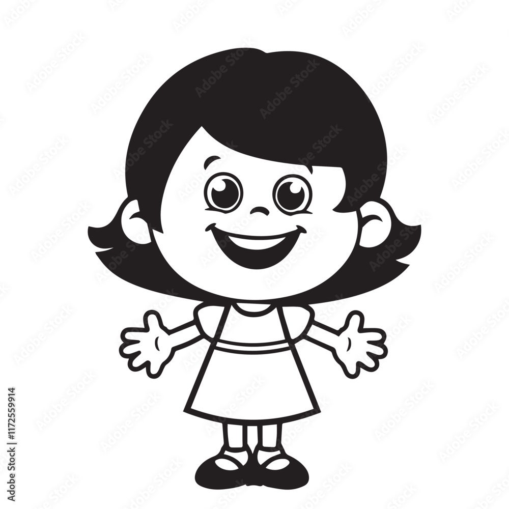 Obraz premium Cute happy girl vector