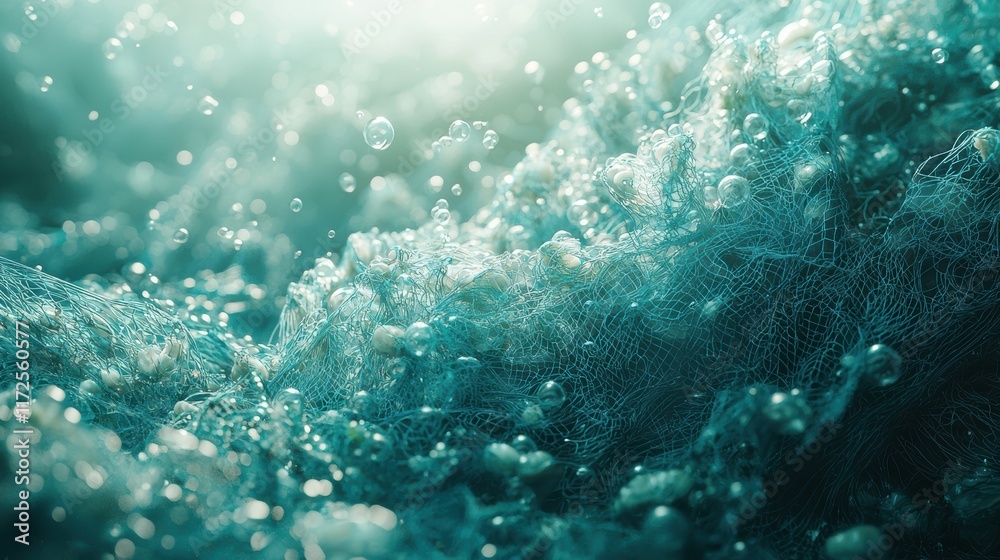 Fototapeta premium Aqua Net: A Symphony of Bubbles and Mesh