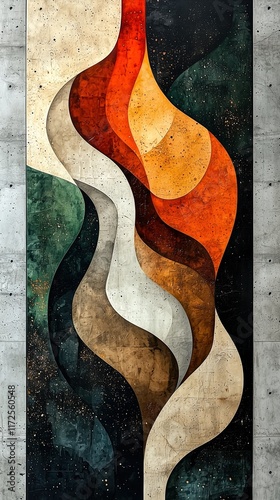 Wallpaper Mural modern abstract art work, colors army green, beige, caramel brown Torontodigital.ca