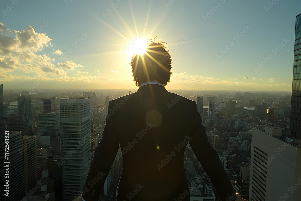 Fototapeta premium Sunrise Cityscape Silhouette Illustration