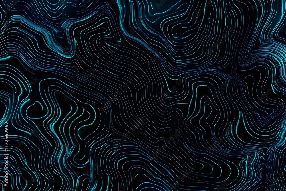 Fototapeta premium Abstract close-up of a glowing blue digital circuit board, showcasing intricate connections and technological design on a black background. 