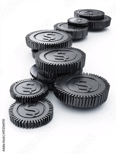 A symbolic image of gears turning with debt and equity labels, showing investment leverage mechanisms photo