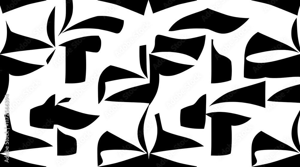 Abstract Black and White Pattern: An intricate, abstract black and white pattern consisting of various geometric shapes, creating a visually captivating and dynamic design. Abstract Black and White Pattern: An intricate, abstract black and white pattern consisting of various geometric shapes, creating a visually captivating and dynamic design.