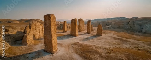 exotic destinations concept. Desert Rock Forests Trek through deserts filled with bizarre rock formations that look like ancient sculptures photo