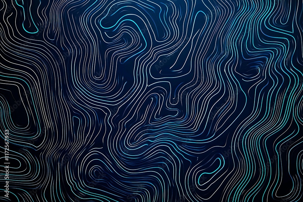 Naklejka premium Abstract close-up of a glowing blue digital circuit board, showcasing intricate connections and technological design on a black background. 