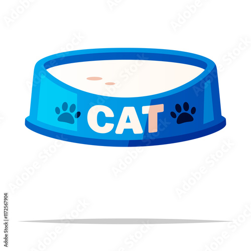 Cat milk bowl vector isolated illustration