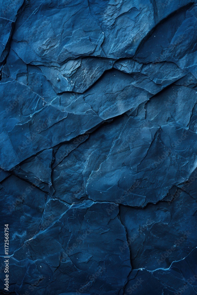 custom made wallpaper toronto digitalA dramatic artistic rendering of dark blue slate rock, showcasing a bold color palette and the interplay of light and shadow across its textured, fractured surface.
