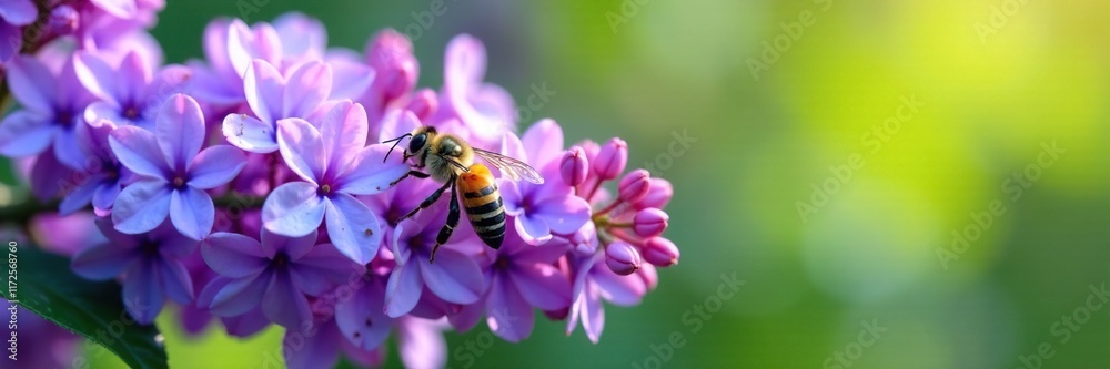 Multicolored bee hives on a blue blossom lilac tree, insects, summer, blooming Multicolored bee hives on a blue blossom lilac tree, insects, summer, blooming