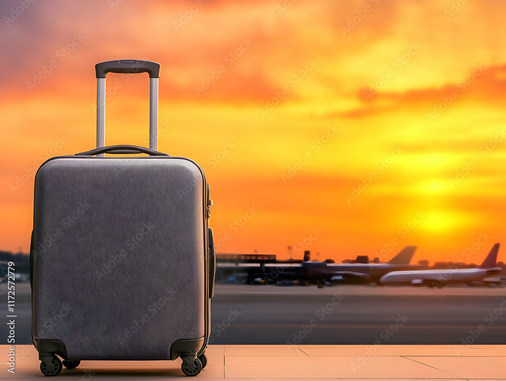 Sunset Travel Suitcase Illustration Sunset Travel Suitcase Illustration