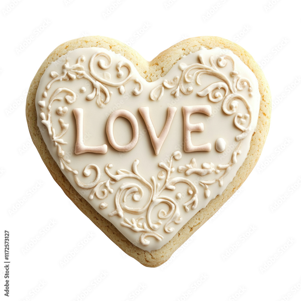 Heart-Shaped Cookie with Intricate Design and the Word Love Heart-Shaped Cookie with Intricate Design and the Word Love