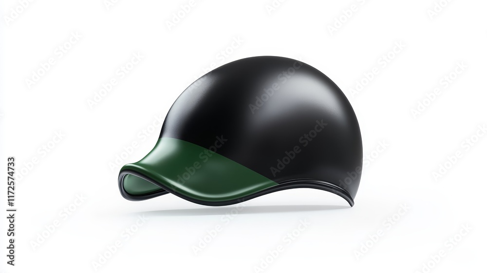 Fototapeta premium Stylish Black and Green Cap with Smooth Curves Perfect for Outdoor Activities, Sports Events, and Everyday Casual Wear for Trendsetters of All Ages