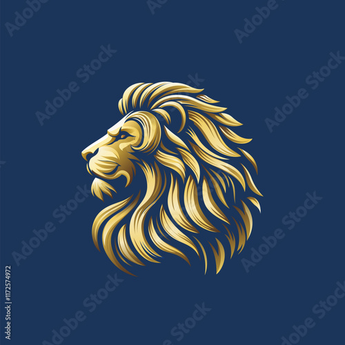 King Lion Head Logo Template, Lion Strong Logo Golden Royal Premium