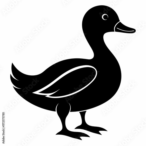 silhouette of a duck waterfowl animal vector Illustration