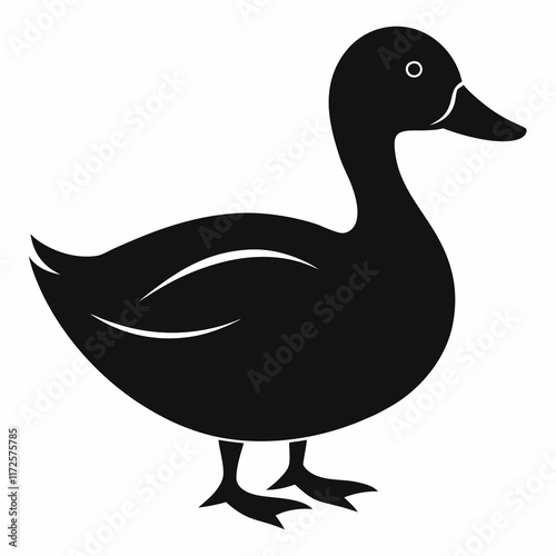 silhouette of a duck waterfowl animal vector Illustration