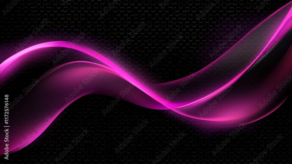 Abstract Pink Waves Over Dark Hexagon Pattern Background Abstract Pink Waves Over Dark Hexagon Pattern Background