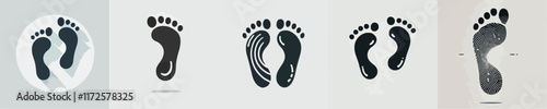 vector set of silhouettes of soles of feet