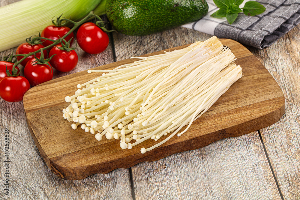 Raw enoki mushroom for cooking Raw enoki mushroom for cooking