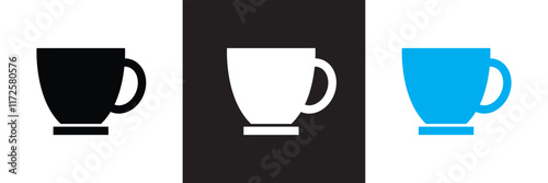coffee / tea cup icon .  isolated on white and black background. vector illustration. EPS 10
