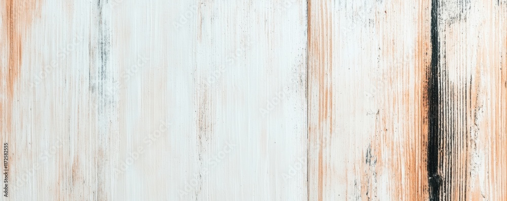 Naklejka premium A textured wooden surface with a mix of white, orange, and black hues, showcasing natural patterns and rustic charm.