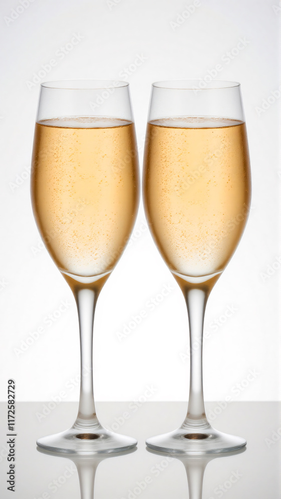 two glasses of champagne isolated on white two glasses of champagne isolated on white