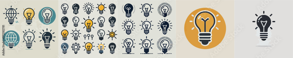 set of silhouette light bulb vector icons set of silhouette light bulb vector icons
