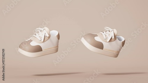 An animation of cartoon style sneakers shoes,3d rendering