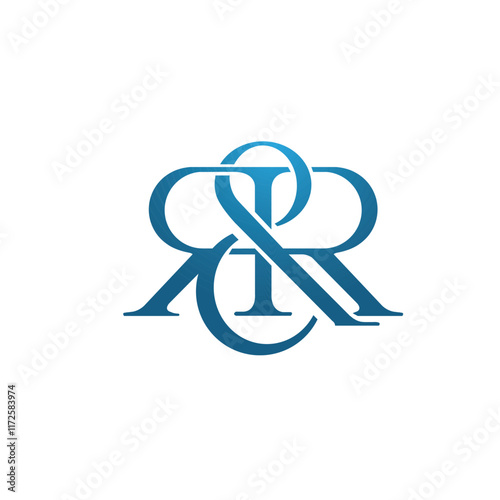 Vector Blue Letter RR Single