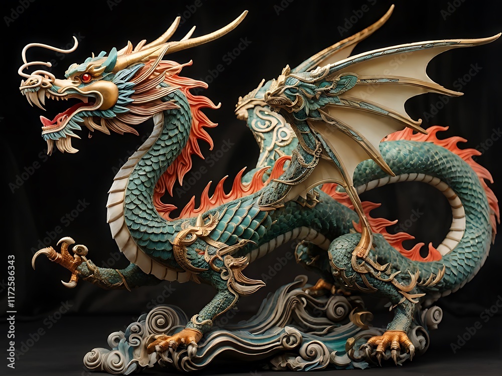 Obraz premium Ornate Dragon Figurine with Elaborate Details