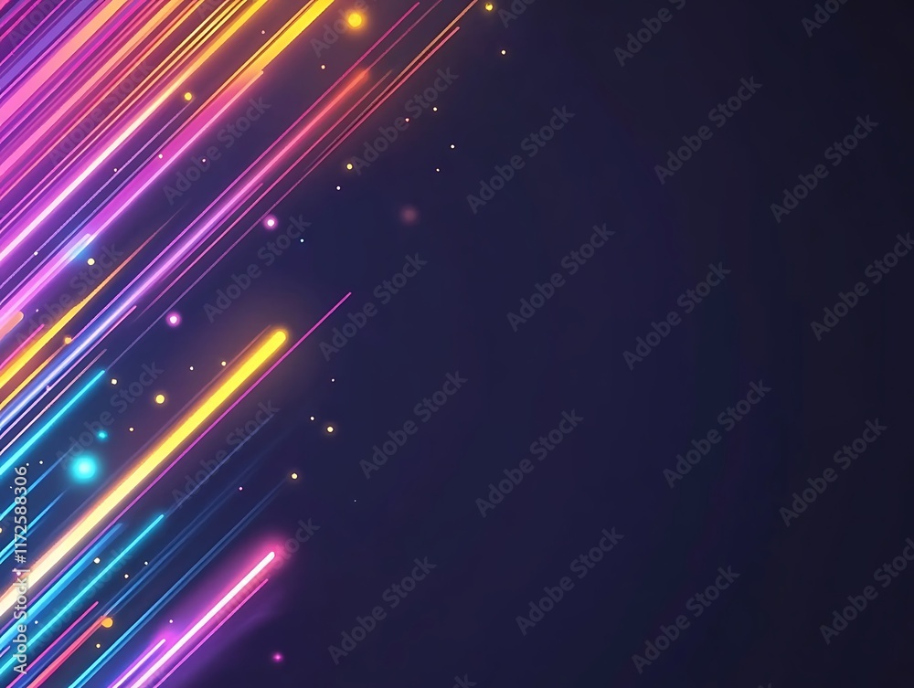 Obraz premium Abstract Neon Lines Glowing Brightly Against Dark Background