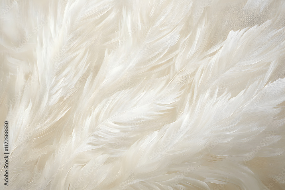 Obraz premium Elegant white feather background emphasizing fine barbs and intricate textures in detail