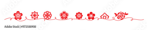 Line art of blooming flowers for Chinese New Year