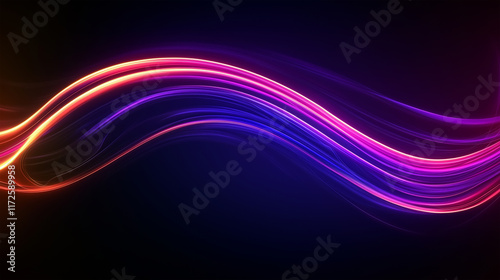 Colorful Neon Wave Light Effect on Dark Background