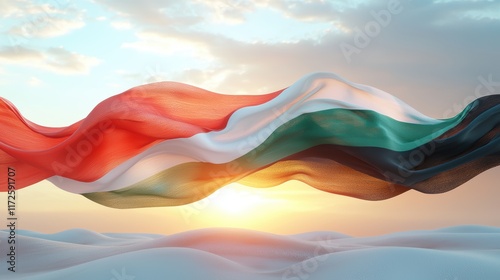 UAE Flag at Sunset: A Celebration of Emirati Pride