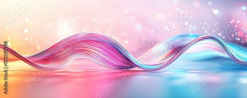 Waves abstract background idea. A vibrant wave of colors merging beautifully in a serene, abstract digital landscape.