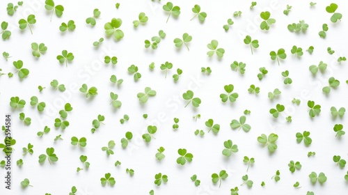 Four Clover with snow in winter season, Lucky clover leaves with four leaf,Clover flowers background,Patricks day,Spring flower pattern,St. Patrick s day seamless pattern,copy space.