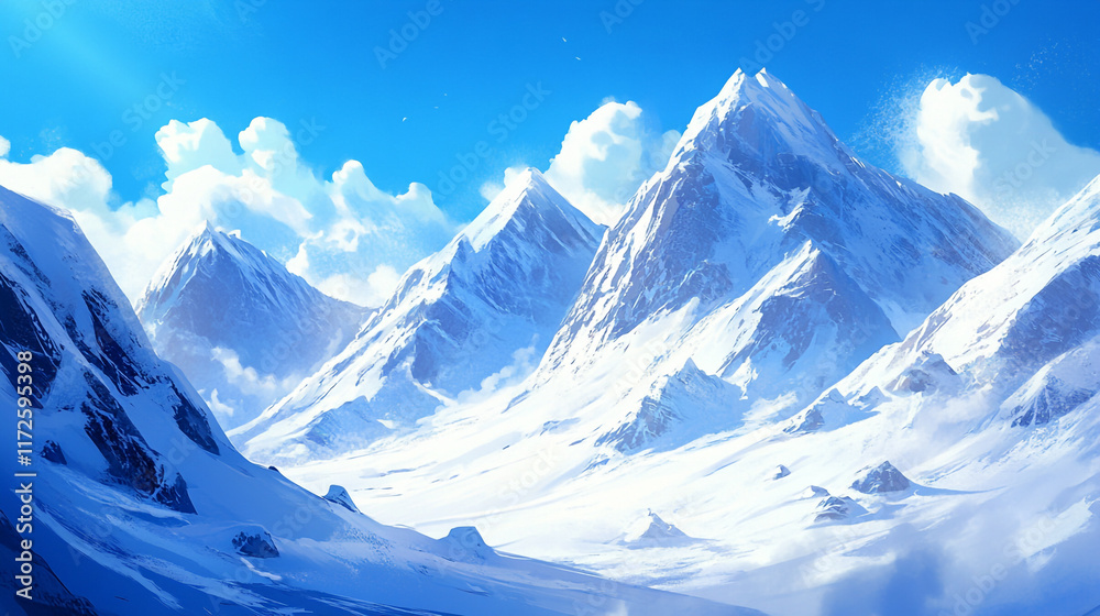 Beautiful snow covered view of mountains from valley in winter season, a snowy mountain landscape with trees and snow covered surface, Winter season morning snow covered mountains under a clear sky. Beautiful snow covered view of mountains from valley in winter season, a snowy mountain landscape with trees and snow covered surface, Winter season morning snow covered mountains under a clear sky.