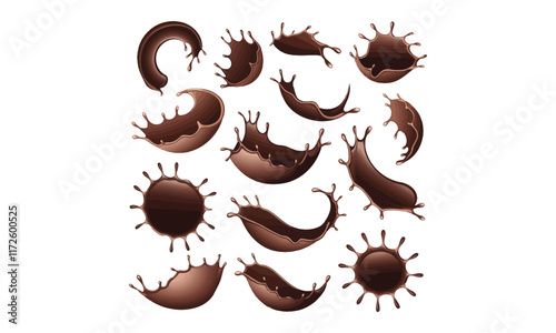 Vector Collection of Chocolate Splash Designs in Dynamic and Realistic Styles