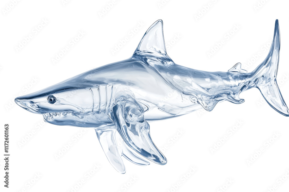 Fototapeta premium A clear, stylized shark sculpture showcasing intricate details and a sleek design.
