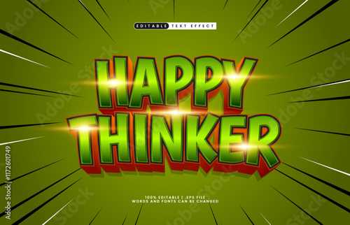 happy thinker editable text effect with a nice and smile text style