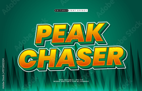 peak chaser editable text effect with a hiking and adventure text style photo