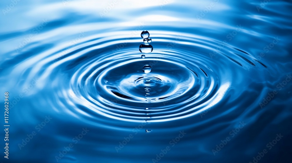Water droplet impacting surface, creating concentric ripples. Water droplet impacting surface, creating concentric ripples.