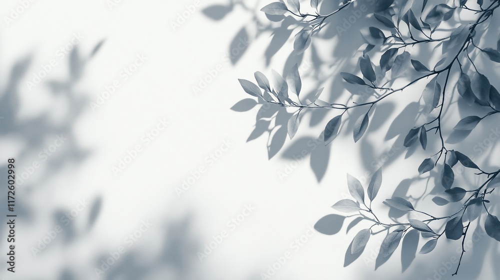 Soft light through leaves, nature shadows on wall. Soft light through leaves, nature shadows on wall.