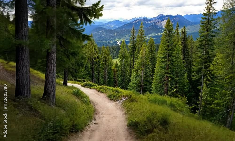 Mountain Trail Vista: A Serene Hike Through Evergreen Forest Mountain Trail Vista: A Serene Hike Through Evergreen Forest