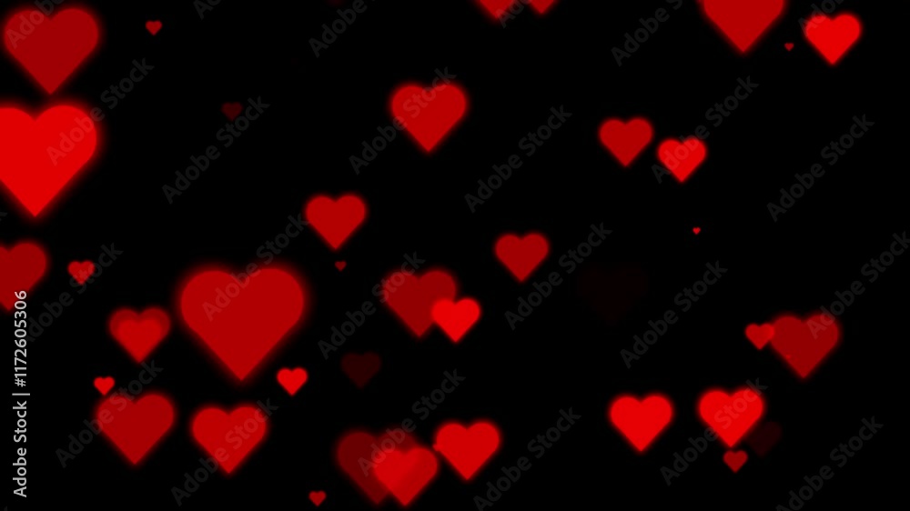 Heart Background Flying. Neon Heart Glowing Background Loop Heart Background Flying. Neon Heart Glowing Background Loop
