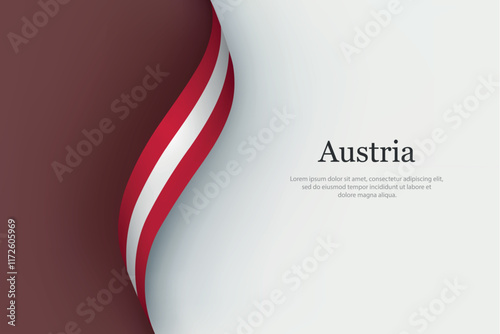 Austria flag on Waving ribbon