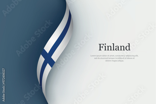 Finland flag on Waving ribbon