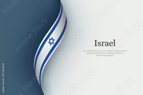 Israel flag on Waving ribbon