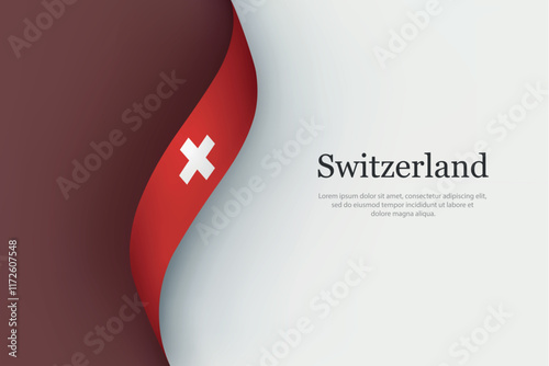 Switzerland flag on Waving ribbon