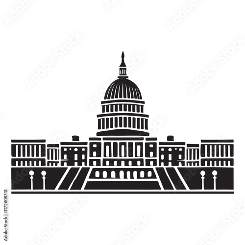 United States Capitol Building Silhouette Vector Illustration